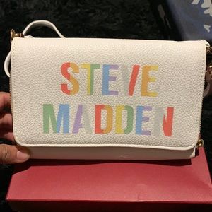 Steve Madden white crossbody with rainbow letters brand new